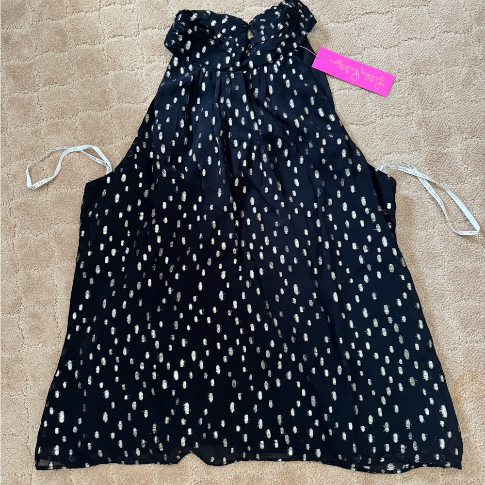 Lilly Black and Gold Polka Dot Women's Top